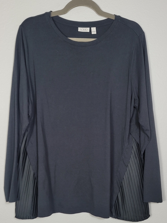 LOGO by Lori Goldstein Tops - LOGO Lori Goldstein Long Sleeve Top Size 1X Pleated Sides Stretch